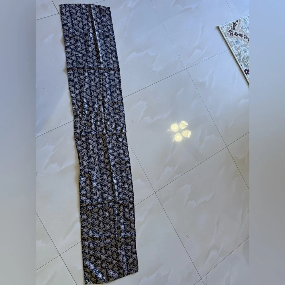 Silk Ombre Lightweight Accent Scarf black floral and gray